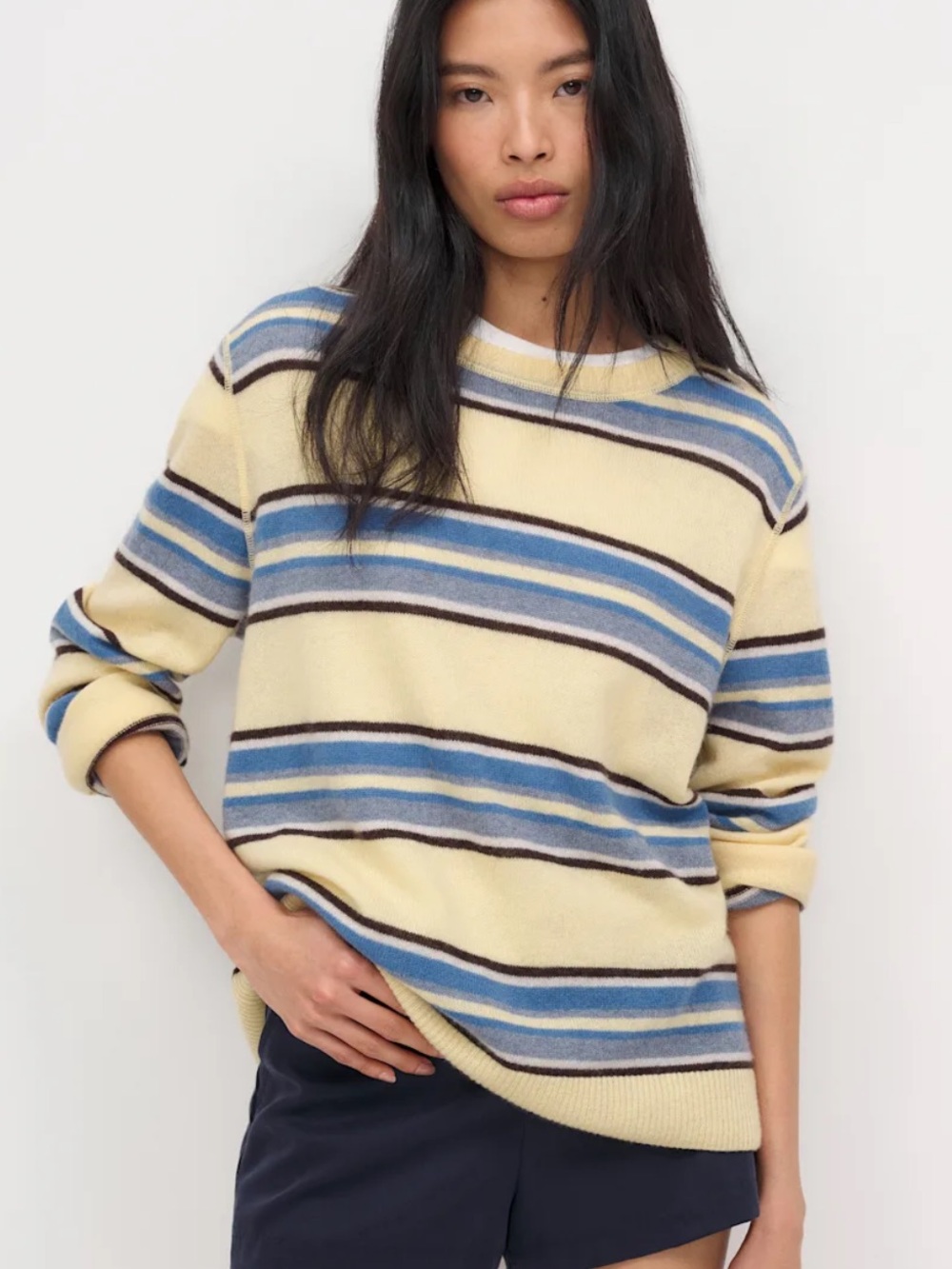 Reformation Striped Cashmere Boyfriend Sweater - Picture 2 of 3